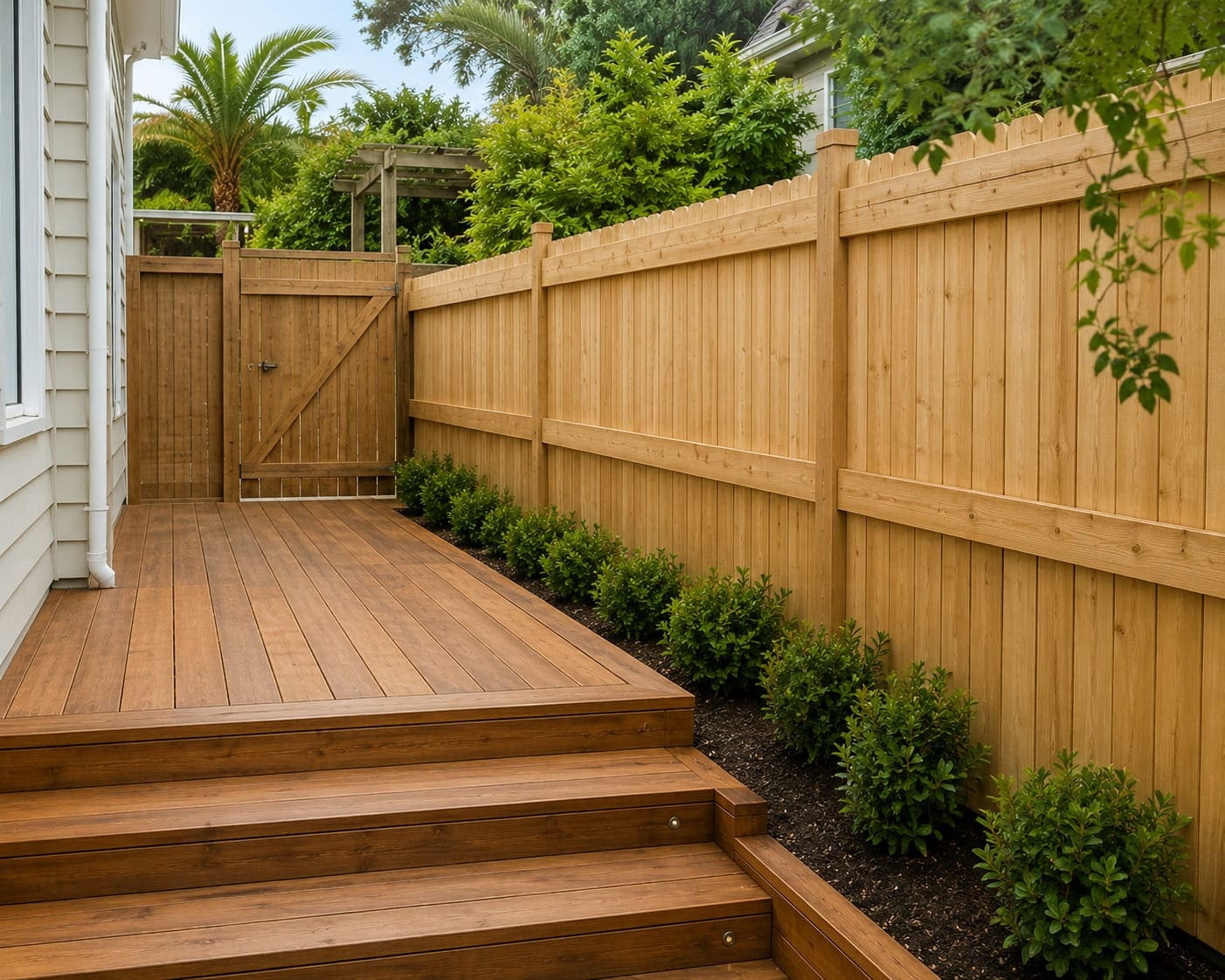 New timber deck and boundary fence built at a Wellington property