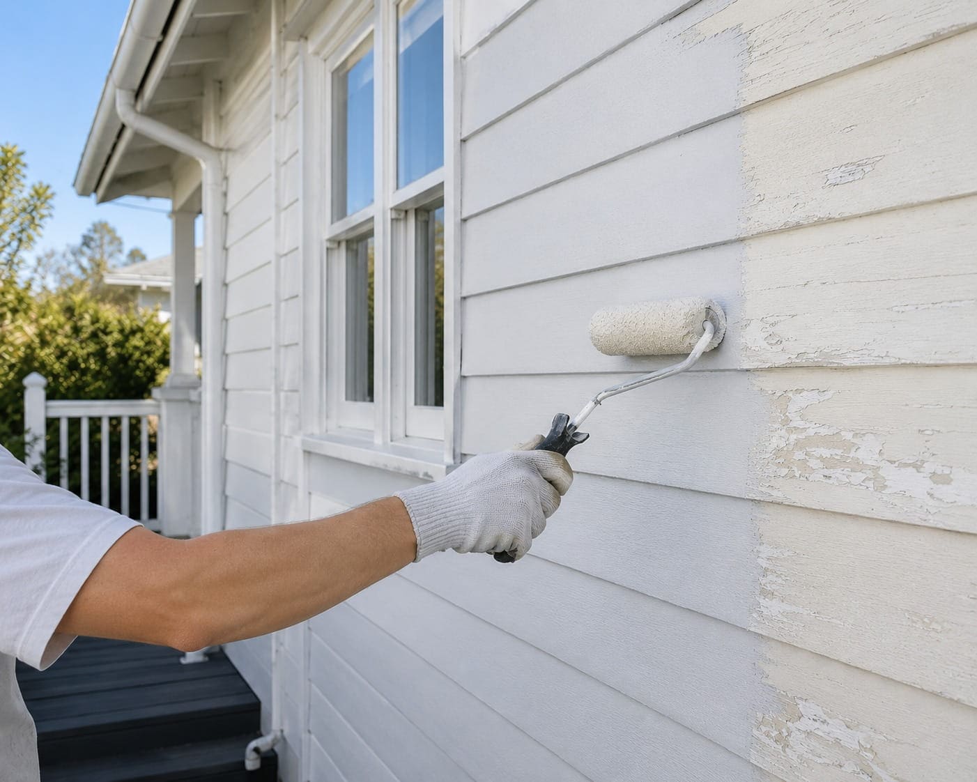 Painting and maintaining the weatherboard exterior of a Wellington home